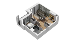 1 pokój, mieszkanie 41,91 m², piętro 1, oferta nr B1/9, Zajezdnia Motława, Gdańsk, Śródmieście, Dolne Miasto, ul. Kurza