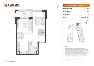 1 pokój, mieszkanie 40,24 m², piętro 1, oferta nr B1/11, Zajezdnia Motława, Gdańsk, Śródmieście, Dolne Miasto, ul. Kurza