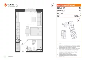 1 pokój, mieszkanie 28,97 m², piętro 2, oferta nr B1/21, Zajezdnia Motława, Gdańsk, Śródmieście, Dolne Miasto, ul. Kurza