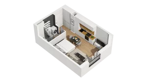 1 pokój, mieszkanie 28,97 m², piętro 2, oferta nr B1/21, Zajezdnia Motława, Gdańsk, Śródmieście, Dolne Miasto, ul. Kurza