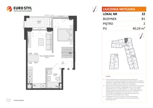 1 pokój, mieszkanie 40,24 m², piętro 2, oferta nr B1/22, Zajezdnia Motława, Gdańsk, Śródmieście, Dolne Miasto, ul. Kurza
