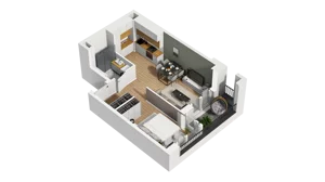 1 pokój, mieszkanie 40,24 m², piętro 2, oferta nr B1/22, Zajezdnia Motława, Gdańsk, Śródmieście, Dolne Miasto, ul. Kurza