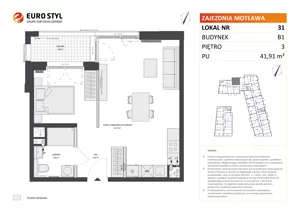 1 pokój, mieszkanie 41,91 m², piętro 3, oferta nr B1/31, Zajezdnia Motława, Gdańsk, Śródmieście, Dolne Miasto, ul. Kurza