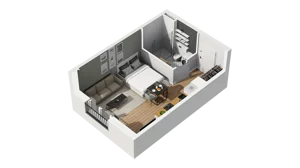 1 pokój, mieszkanie 28,97 m², piętro 3, oferta nr B1/32, Zajezdnia Motława, Gdańsk, Śródmieście, Dolne Miasto, ul. Kurza