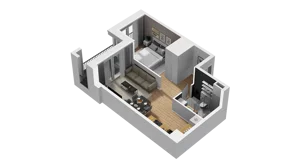 1 pokój, mieszkanie 40,24 m², piętro 3, oferta nr B1/33, Zajezdnia Motława, Gdańsk, Śródmieście, Dolne Miasto, ul. Kurza