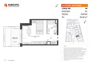 1 pokój, mieszkanie 28,48 m², parter, oferta nr B1/49, Zajezdnia Motława, Gdańsk, Śródmieście, Dolne Miasto, ul. Kurza