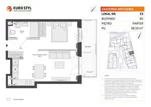 1 pokój, mieszkanie 38,50 m², parter, oferta nr B1/53, Zajezdnia Motława, Gdańsk, Śródmieście, Dolne Miasto, ul. Kurza