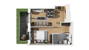 1 pokój, mieszkanie 38,50 m², parter, oferta nr B1/53, Zajezdnia Motława, Gdańsk, Śródmieście, Dolne Miasto, ul. Kurza