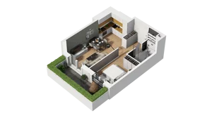 1 pokój, mieszkanie 38,50 m², parter, oferta nr B1/53, Zajezdnia Motława, Gdańsk, Śródmieście, Dolne Miasto, ul. Kurza
