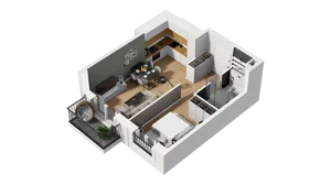 1 pokój, mieszkanie 38,50 m², piętro 1, oferta nr B1/63, Zajezdnia Motława, Gdańsk, Śródmieście, Dolne Miasto, ul. Kurza