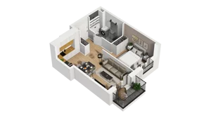 1 pokój, mieszkanie 38,50 m², piętro 1, oferta nr B1/63, Zajezdnia Motława, Gdańsk, Śródmieście, Dolne Miasto, ul. Kurza