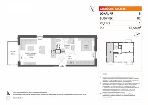 2 pokoje, mieszkanie 43,58 m², piętro 1, oferta nr B2/5, Gdańskie Zacisze, Gdańsk, Kokoszki, ul. Bysewska