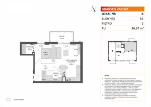 2 pokoje, mieszkanie 36,67 m², piętro 2, oferta nr B2/6, Gdańskie Zacisze, Gdańsk, Kokoszki, ul. Bysewska