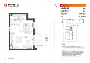 2 pokoje, mieszkanie 38,99 m², parter, oferta nr B2/64, Locus 2 - etap II, Rumia, Janowo, ul. Dąbrowskiego