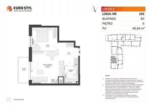 2 pokoje, mieszkanie 40,64 m², piętro 6, oferta nr B2/103, Locus 2 - etap II, Rumia, Janowo, ul. Dąbrowskiego