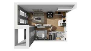 2 pokoje, mieszkanie 47,12 m², parter, oferta nr A/65, Esencja, Gdańsk, Śródmieście, Dolne Miasto, ul. Kamienna Grobla / Jałmużnicza