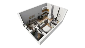 2 pokoje, mieszkanie 47,12 m², parter, oferta nr A/65, Esencja, Gdańsk, Śródmieście, Dolne Miasto, ul. Kamienna Grobla / Jałmużnicza