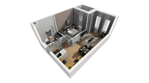 2 pokoje, mieszkanie 47,12 m², parter, oferta nr A/65, Esencja, Gdańsk, Śródmieście, Dolne Miasto, ul. Kamienna Grobla / Jałmużnicza