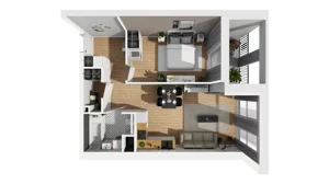2 pokoje, mieszkanie 49,76 m², piętro 1, oferta nr A/73, Esencja, Gdańsk, Śródmieście, Dolne Miasto, ul. Kamienna Grobla / Jałmużnicza