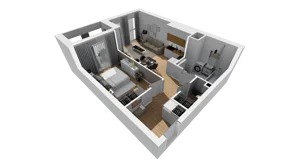 2 pokoje, mieszkanie 49,76 m², piętro 1, oferta nr A/73, Esencja, Gdańsk, Śródmieście, Dolne Miasto, ul. Kamienna Grobla / Jałmużnicza