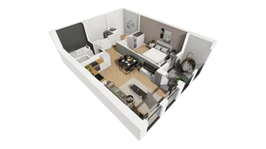 2 pokoje, mieszkanie 49,76 m², piętro 1, oferta nr A/73, Esencja, Gdańsk, Śródmieście, Dolne Miasto, ul. Kamienna Grobla / Jałmużnicza