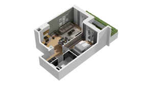 2 pokoje, mieszkanie 40,63 m², parter, oferta nr B1/3, Zajezdnia Motława, Gdańsk, Śródmieście, Dolne Miasto, ul. Kurza