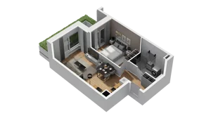 2 pokoje, mieszkanie 40,63 m², parter, oferta nr B1/3, Zajezdnia Motława, Gdańsk, Śródmieście, Dolne Miasto, ul. Kurza