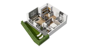 2 pokoje, mieszkanie 38,82 m², parter, oferta nr B2/4, Zajezdnia Motława, Gdańsk, Śródmieście, Dolne Miasto, ul. Kurza