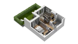 2 pokoje, mieszkanie 40,33 m², parter, oferta nr B1/50, Zajezdnia Motława, Gdańsk, Śródmieście, Dolne Miasto, ul. Kurza