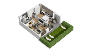 2 pokoje, mieszkanie 40,33 m², parter, oferta nr B1/50, Zajezdnia Motława, Gdańsk, Śródmieście, Dolne Miasto, ul. Kurza