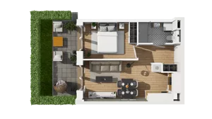 2 pokoje, mieszkanie 34,21 m², parter, oferta nr B2/1, Zajezdnia Motława, Gdańsk, Śródmieście, Dolne Miasto, ul. Kurza