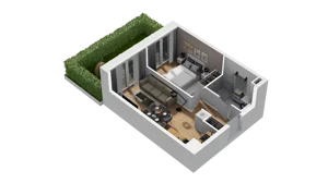 2 pokoje, mieszkanie 34,21 m², parter, oferta nr B2/1, Zajezdnia Motława, Gdańsk, Śródmieście, Dolne Miasto, ul. Kurza