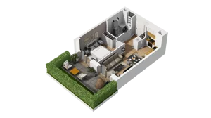 2 pokoje, mieszkanie 34,21 m², parter, oferta nr B2/1, Zajezdnia Motława, Gdańsk, Śródmieście, Dolne Miasto, ul. Kurza