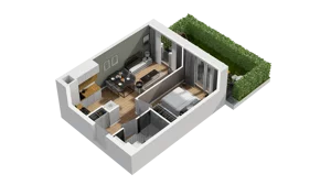 2 pokoje, mieszkanie 34,21 m², parter, oferta nr B2/1, Zajezdnia Motława, Gdańsk, Śródmieście, Dolne Miasto, ul. Kurza