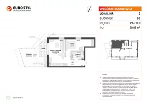 2 pokoje, mieszkanie 39,84 m², piętro 1, oferta nr B1/6, Wzgórze Markowca, Rumia, Zagórze, ul. Markowców