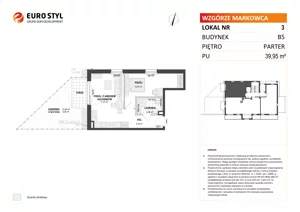 2 pokoje, mieszkanie 39,84 m², piętro 1, oferta nr B1/6, Wzgórze Markowca, Rumia, Zagórze, ul. Markowców