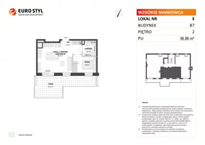 2 pokoje, mieszkanie 36,86 m², piętro 2, oferta nr B7/8, Wzgórze Markowca, Rumia, Zagórze, ul. Markowców