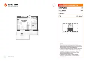 2 pokoje, mieszkanie 27,46 m², piętro 2, oferta nr B9/8, Wzgórze Markowca, Rumia, Zagórze, ul. Markowców