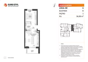 2 pokoje, mieszkanie 36,08 m², piętro 1, oferta nr B/6, Osiedle Warszawska - etap III, Gdańsk, Ujeścisko-Łostowice, Ujeścisko, ul. Warszawska