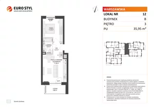 2 pokoje, mieszkanie 35,95 m², piętro 3, oferta nr B/12, Osiedle Warszawska - etap III, Gdańsk, Ujeścisko-Łostowice, Ujeścisko, ul. Warszawska