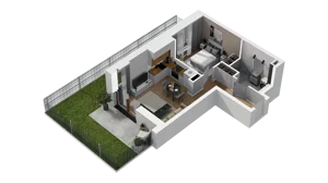 2 pokoje, mieszkanie 35,64 m², parter, oferta nr B/22, Osiedle Warszawska - etap III, Gdańsk, Ujeścisko-Łostowice, Ujeścisko, ul. Warszawska