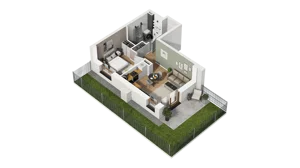 2 pokoje, mieszkanie 35,64 m², parter, oferta nr B/22, Osiedle Warszawska - etap III, Gdańsk, Ujeścisko-Łostowice, Ujeścisko, ul. Warszawska