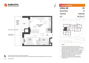 2 pokoje, mieszkanie 39,59 m², parter, oferta nr B/23, Osiedle Warszawska - etap III, Gdańsk, Ujeścisko-Łostowice, Ujeścisko, ul. Warszawska