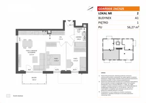 3 pokoje, mieszkanie 56,27 m², piętro 1, oferta nr A1/2, Gdańskie Zacisze, Gdańsk, Kokoszki, ul. Bysewska