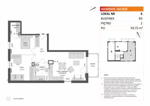 3 pokoje, mieszkanie 59,72 m², piętro 2, oferta nr B3/6, Gdańskie Zacisze, Gdańsk, Kokoszki, ul. Bysewska