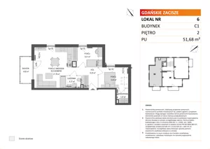 3 pokoje, mieszkanie 51,68 m², piętro 2, oferta nr C1/6, Gdańskie Zacisze, Gdańsk, Kokoszki, ul. Bysewska