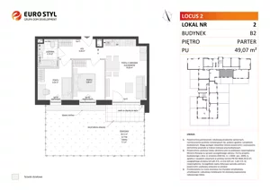 3 pokoje, mieszkanie 49,07 m², parter, oferta nr B2/2, Locus 2 - etap II, Rumia, Janowo, ul. Dąbrowskiego
