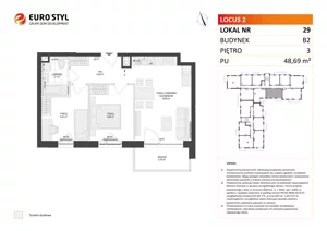 3 pokoje, mieszkanie 48,69 m², piętro 3, oferta nr B2/29, Locus 2 - etap II, Rumia, Janowo, ul. Dąbrowskiego