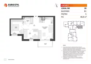 3 pokoje, mieszkanie 48,80 m², piętro 5, oferta nr B1/39, Locus 2 - etap I, Rumia, Janowo, ul. Dąbrowskiego