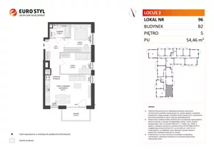3 pokoje, mieszkanie 54,46 m², piętro 5, oferta nr B2/96, Locus 2 - etap II, Rumia, Janowo, ul. Dąbrowskiego